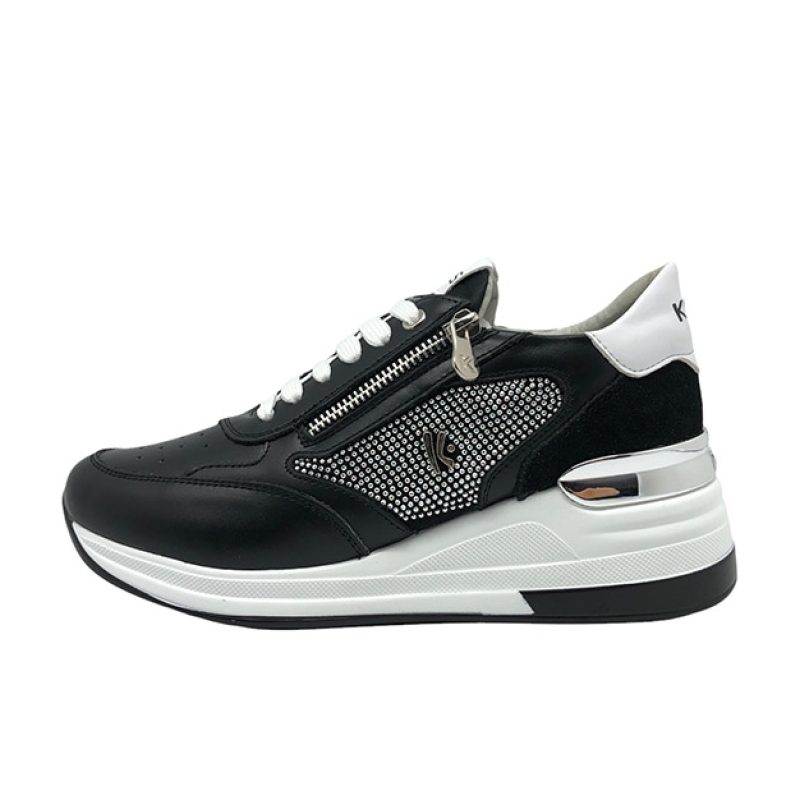 Sneaker Donna KEYS in pelle - K-6023 BLACK/WHITE