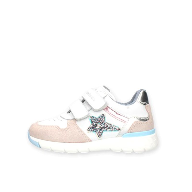 Sneaker Bambina NERO GIARDINI KIDS in pelle e camoscio - E227171F/668 CAMELIA/BIANCO