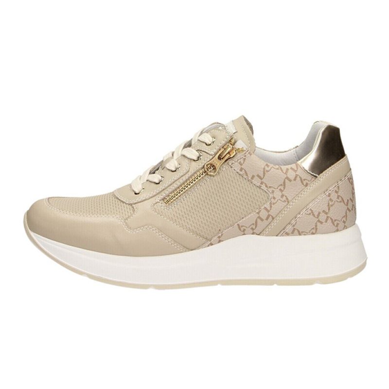 Sneaker Donna NERO GIARDINI in pelle e tessuto - E409840D702 IVORY
