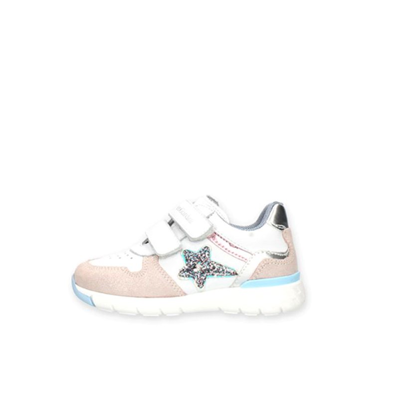 Sneaker Bimba NERO GIARDINI BABY in pelle e camoscio - E222171F/668 CAMELIA/BIANCO
