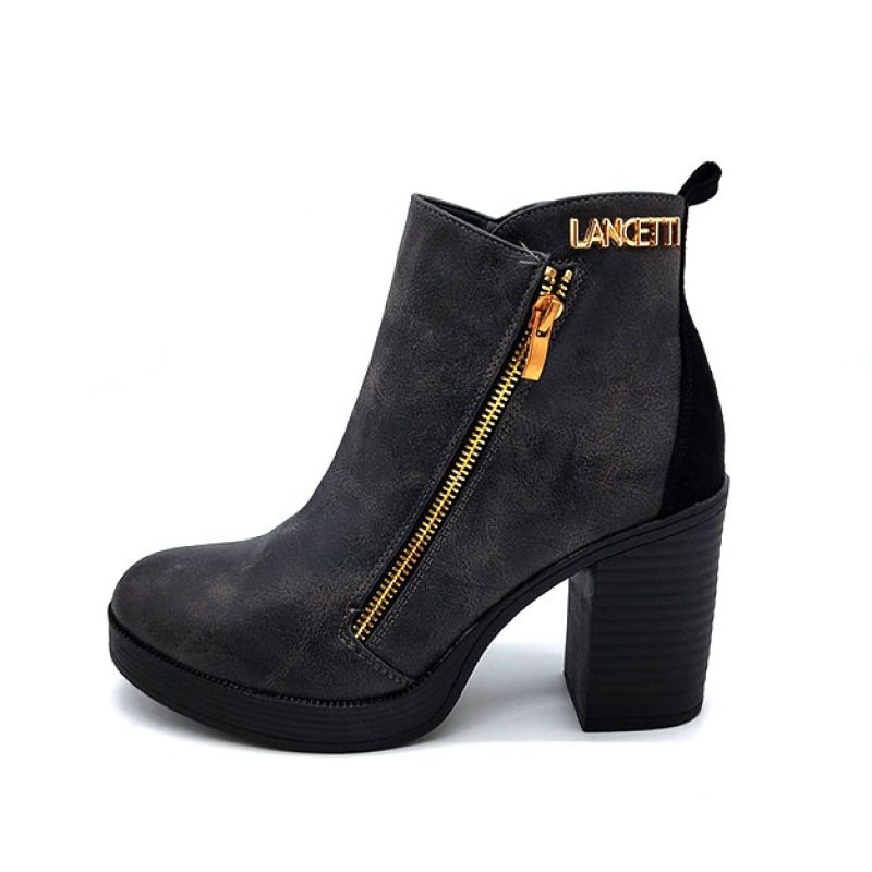 Tronchetto Donna Lancetti in pelle abrasivata - LT017SD BLACK