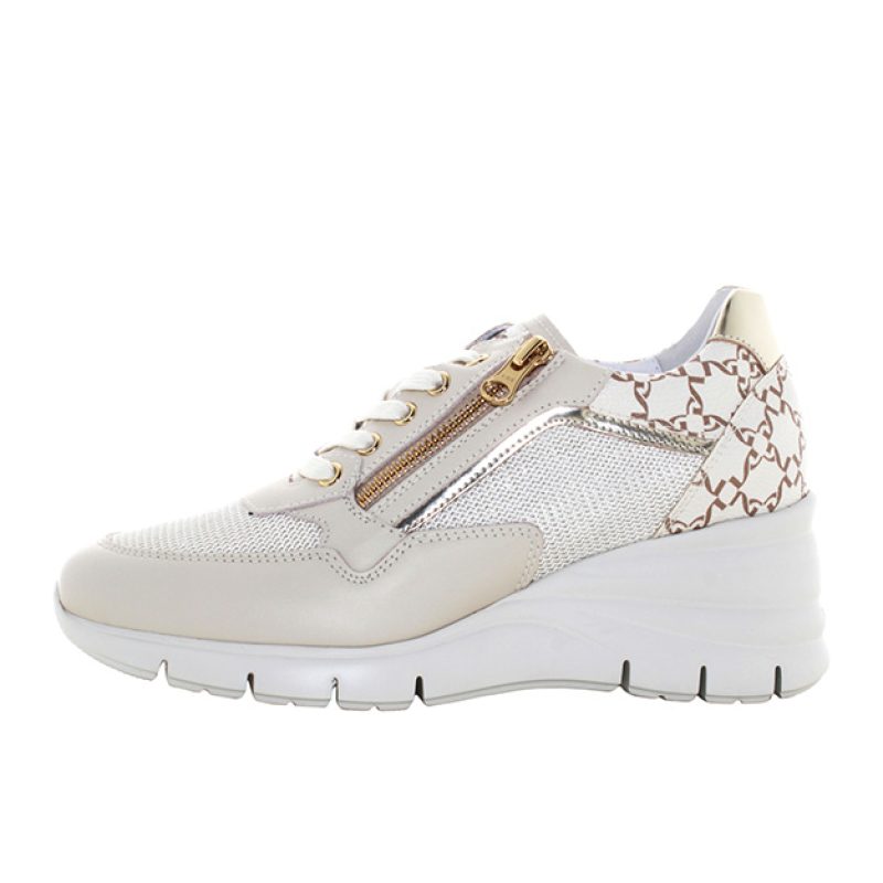 Sneaker Donna NERO GIARDINI in pelle e tessuto - E512940D710 MILK