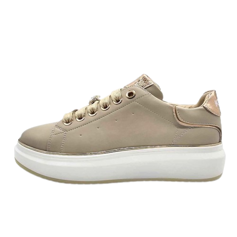 Sneaker Donna KEYS in pelle ed ecopelle - K-10503 BEIGECIPRIA