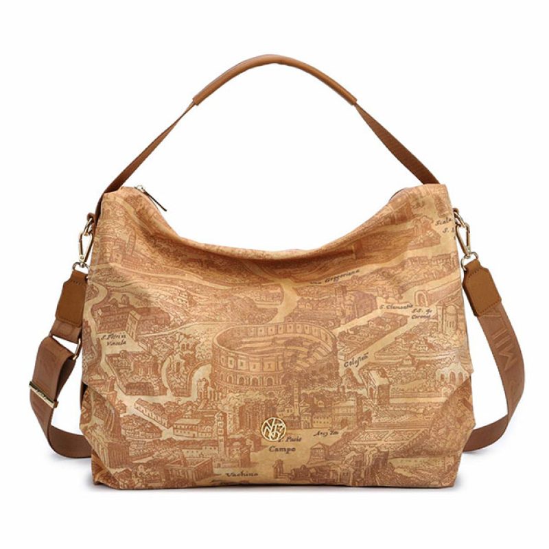 Shopping Hobo a spalla Donna YNOT? in tessuto - GUM-003S5 TAN