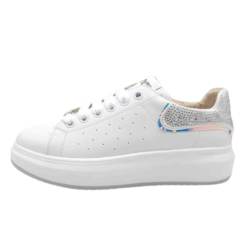 Sneaker Donna KEYS in pelle - K-9000 WHITESILVER