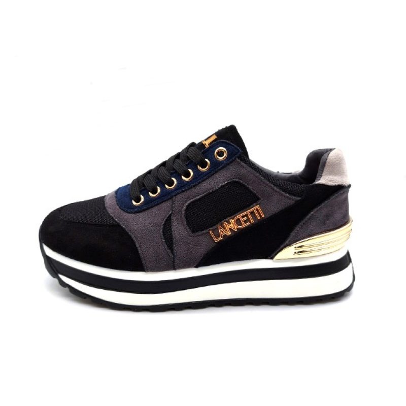 Sneaker Donna Lancetti in tessuto scamosciato e mesh - LT94802SD B/G.