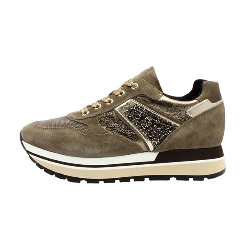 Sneaker Donna NERO GIARDINI in pelle, camoscio e tessuto tecnico - I205295D/311 FANGO