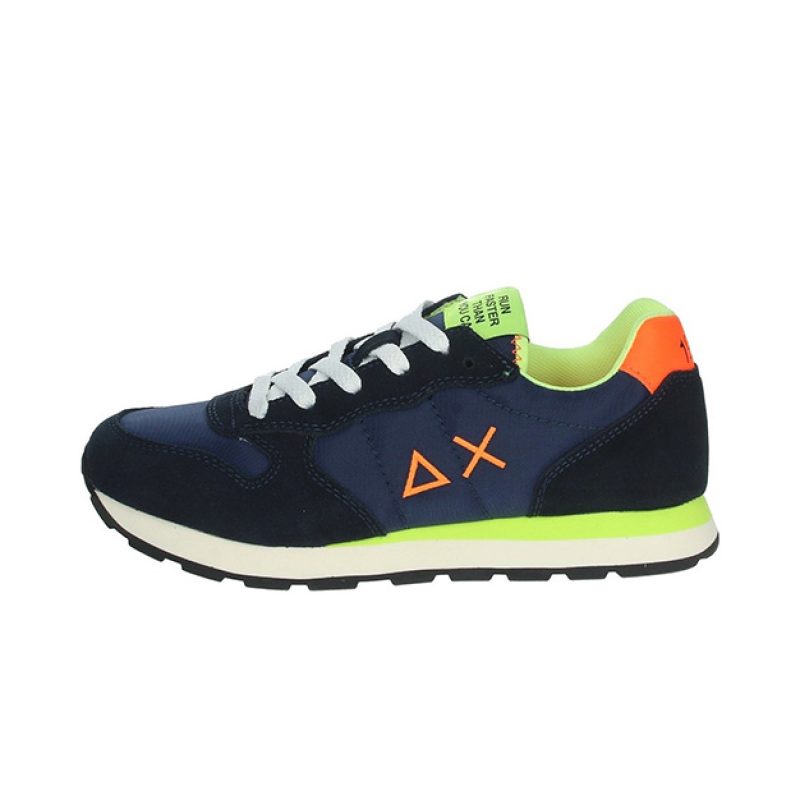 Sneaker Bambino SUN68 in tessuto e pelle scamosciato - TOM FLUO Z32302 NAVY BLUE
