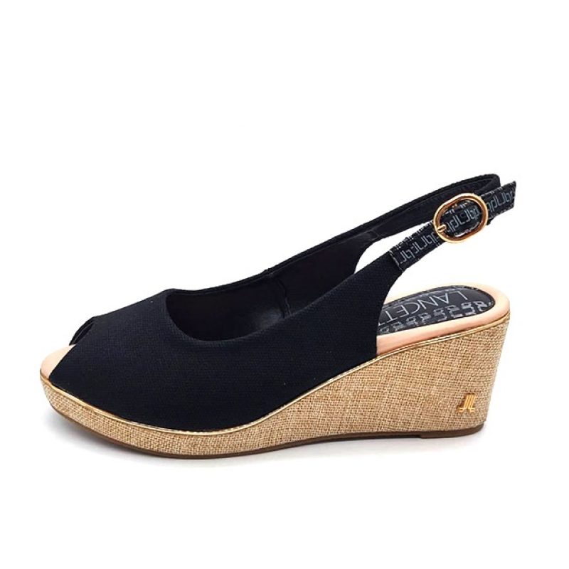 Sandalo Donna LANCETTI in tessuto - LT211SD BLACK