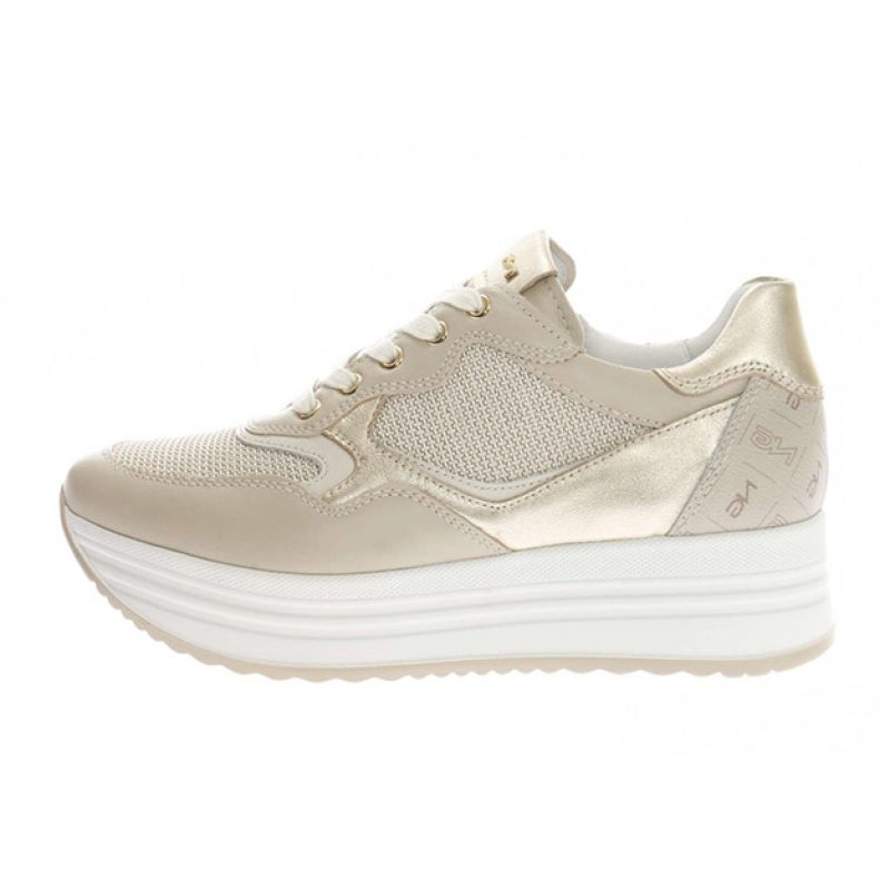 Sneaker Donna NERO GIARDINI in pelle e tessuto mesh - E306377D/702 IVORY