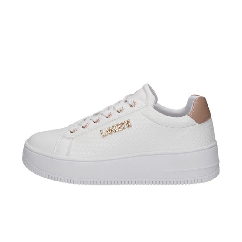 Sneaker Donna LANCETTI in ecopelle - LT95905SD WHITE/GOLD