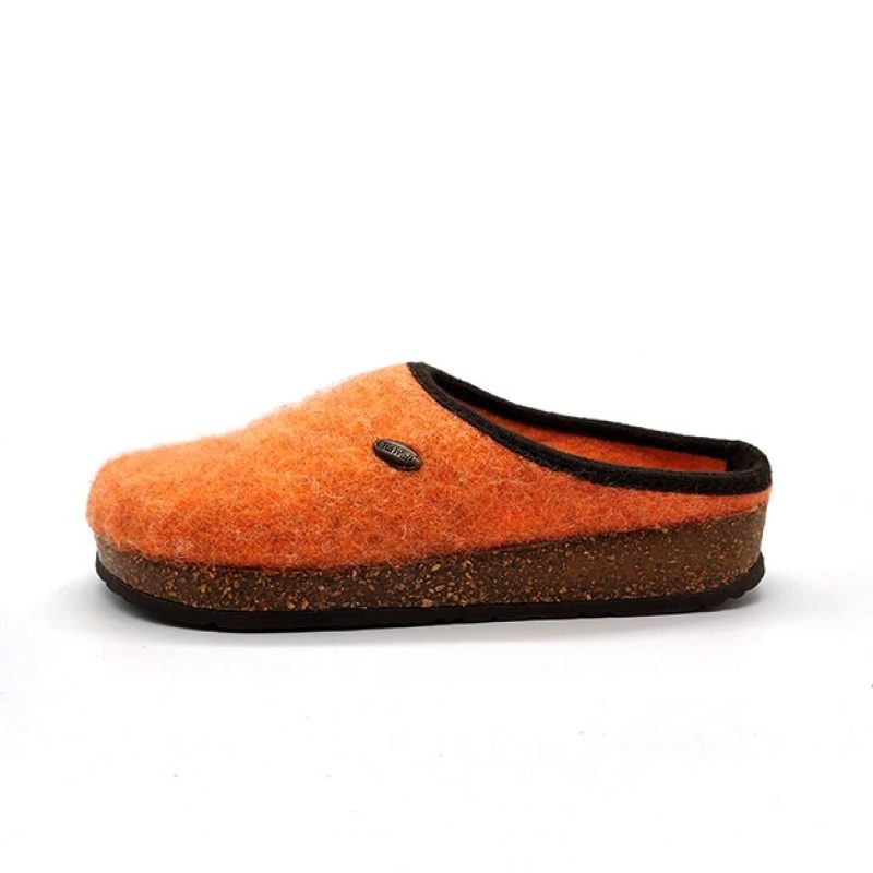 Ciabatta Donna Cliawalk in feltro di lana naturale - CLIATIROL2 ARANCIO