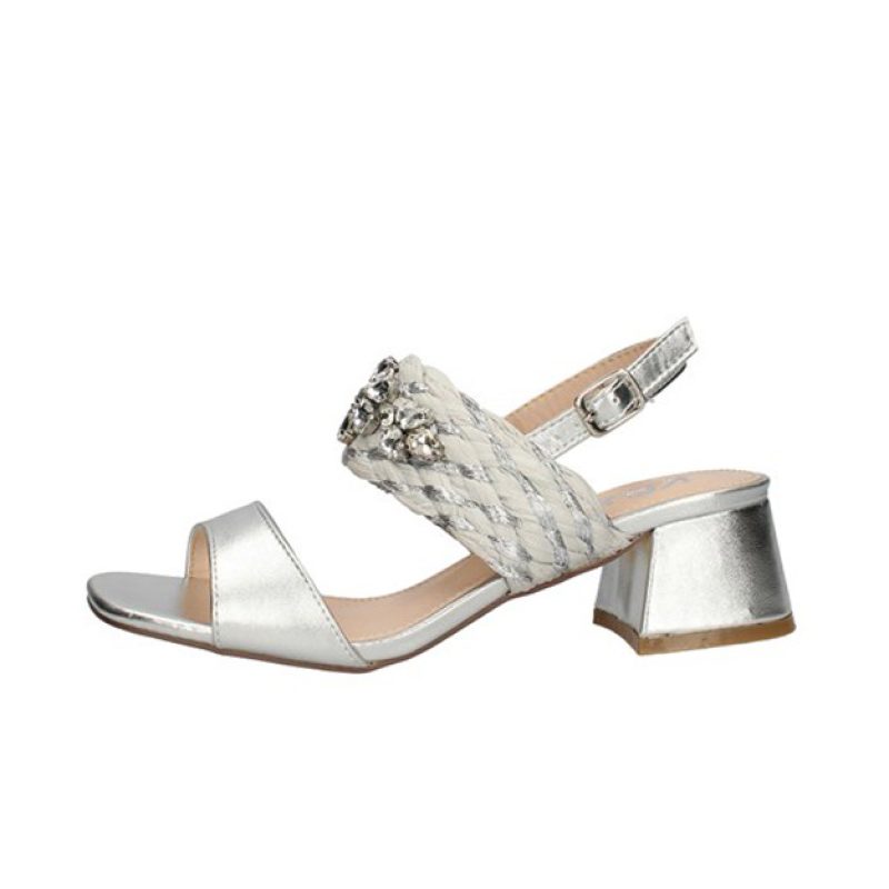 Sandalo Donna KEYS in pelle ed ecopelle - K-6400 SILVER