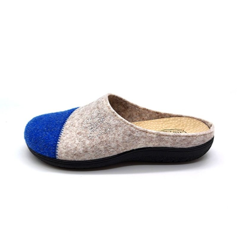 Ciabatta Donna Cliawalk in tessuto caldo - FLY14 AZZURRO/PANNA