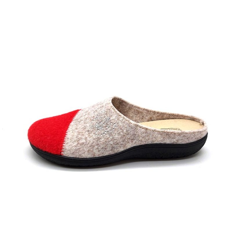 Ciabatta Donna Cliawalk in tessuto caldo - FLY14 ROSSO/PANNA