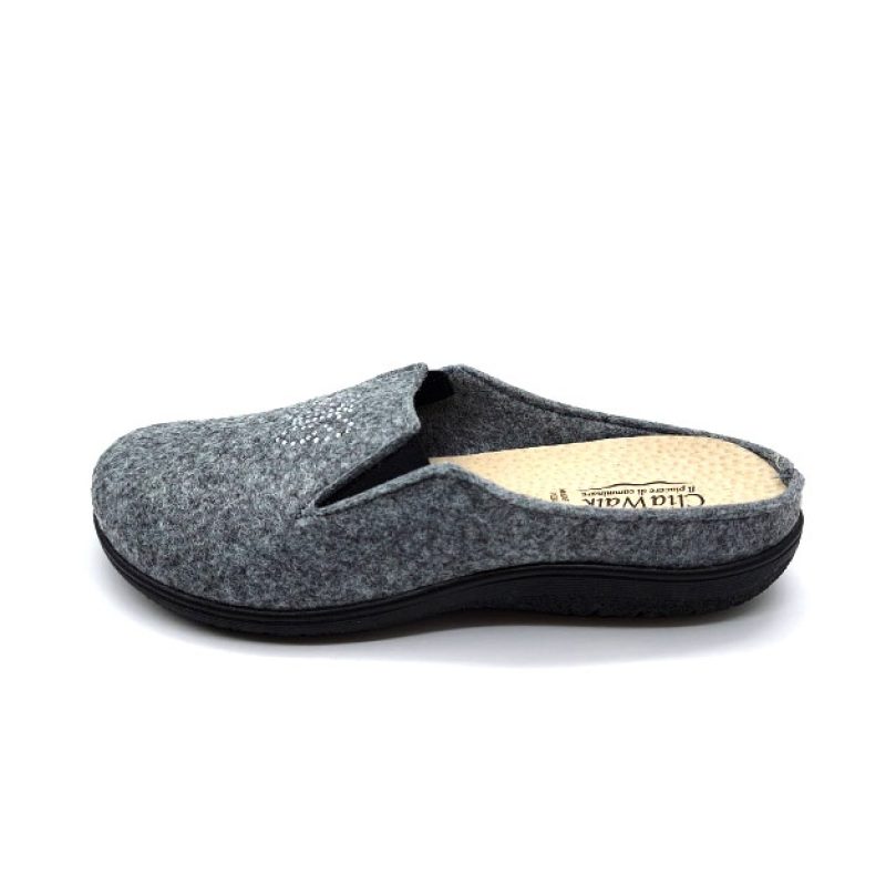 Ciabatta Donna Cliawalk in tessuto caldo - FLY13 GRIGIO
