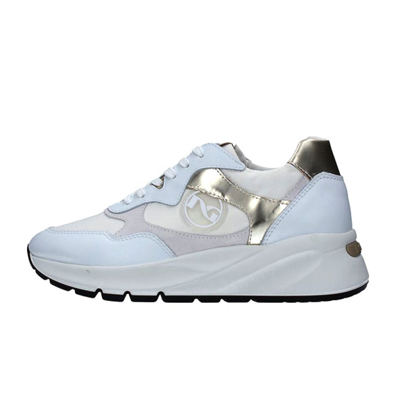 Sneaker Donna NERO GIARDINI in pelle e tessuto - E306414D/707 BIANCO