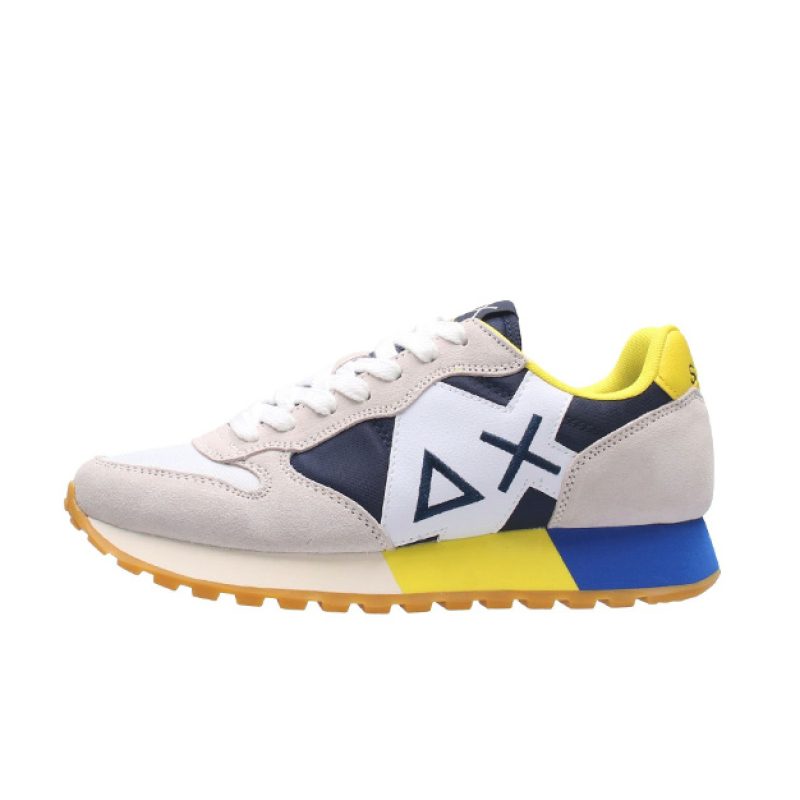 Sneaker Uomo SUN68 in tessuto e pelle - JAKI TRICOLORS Z32111 BIANCO/NAVY BLUE