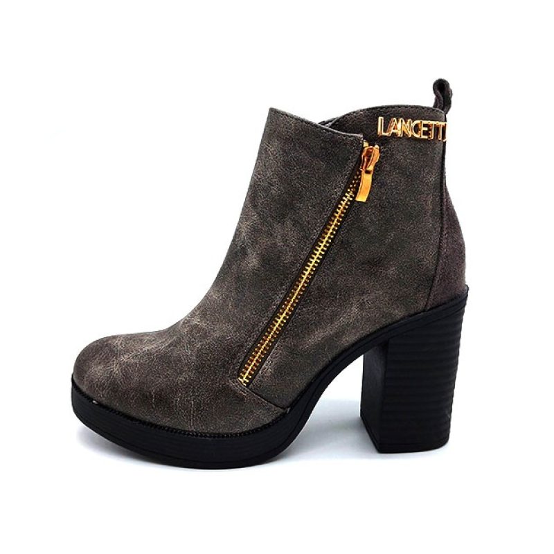 Tronchetto donna Lancetti in pelle abrasivata - LT017SD GREY