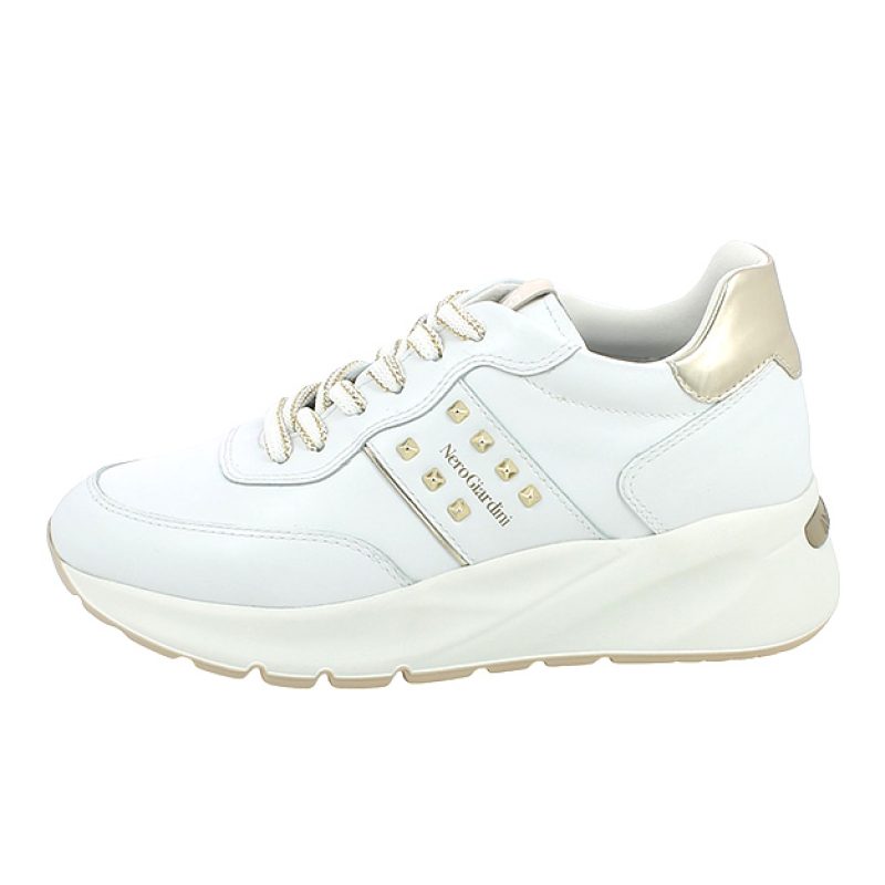 Sneaker Donna NERO GIARDINI in pelle - E409853D707 BIANCO