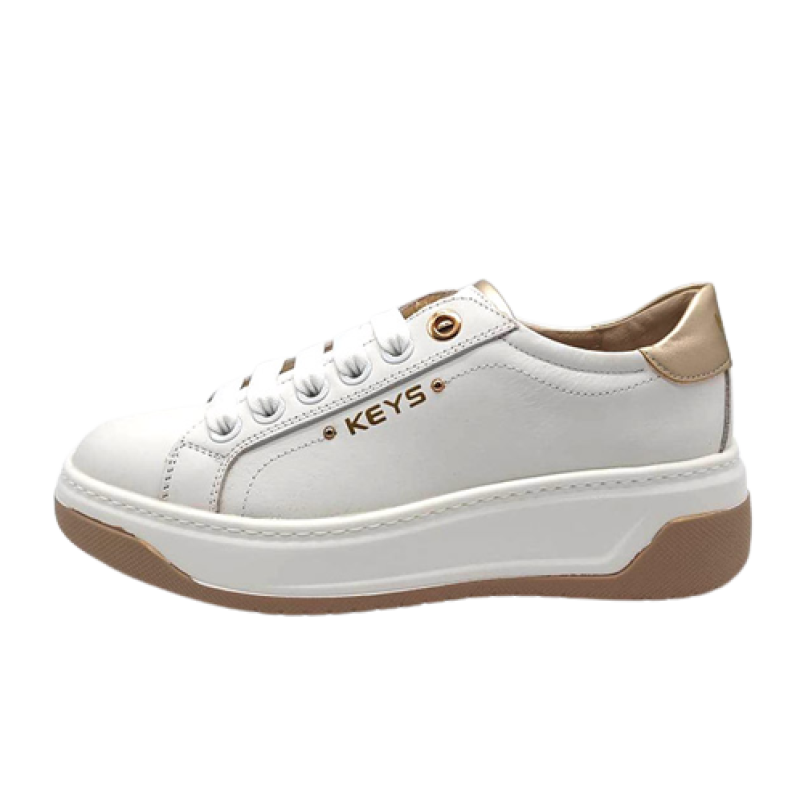 Sneaker Donna KEYS in pelle - K-7741 WHITE/GOLD