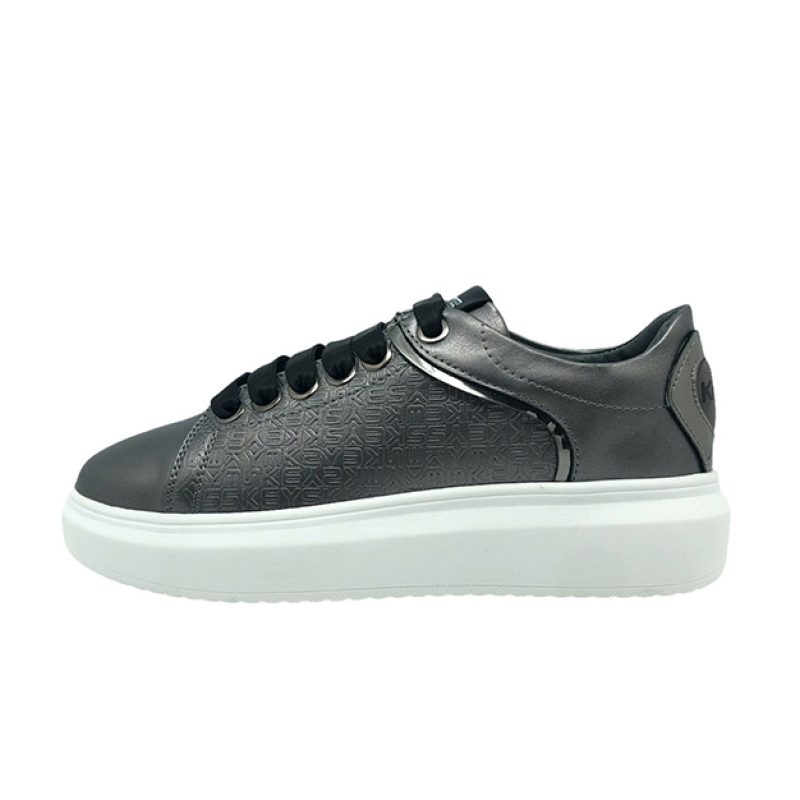 Sneaker Donna KEYS in pelle ed ecopelle - K-6801 SILVER/CANNAFUCILE