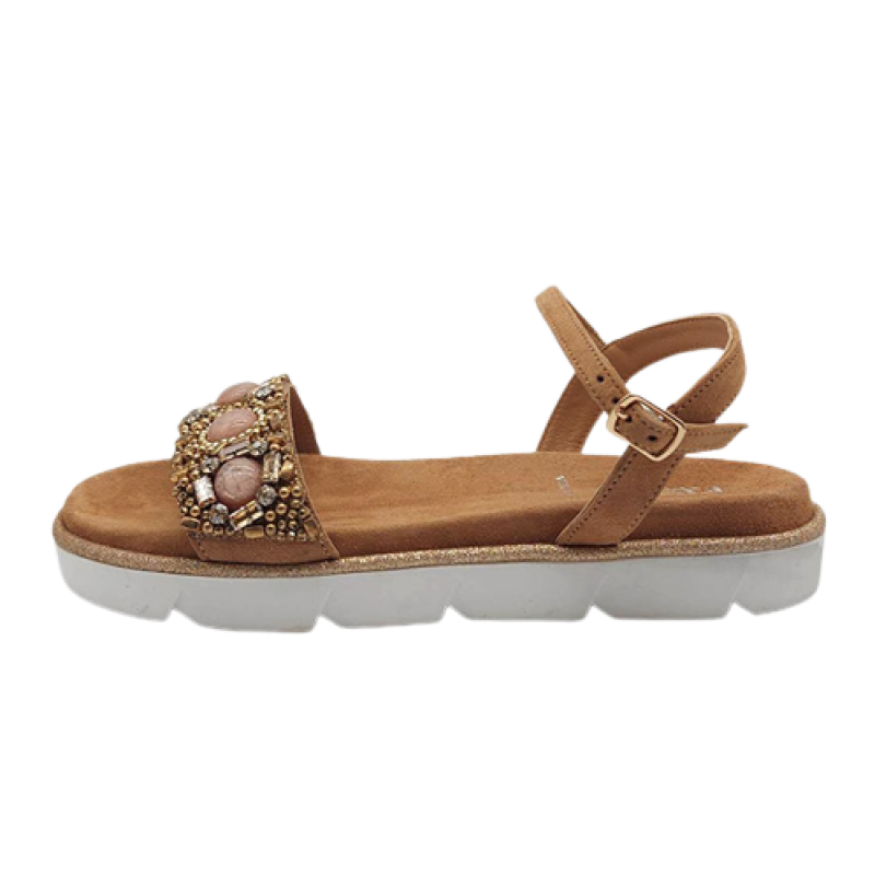 Sandalo gioiello Donna KEYS in camoscio - K-8122 BEIGE