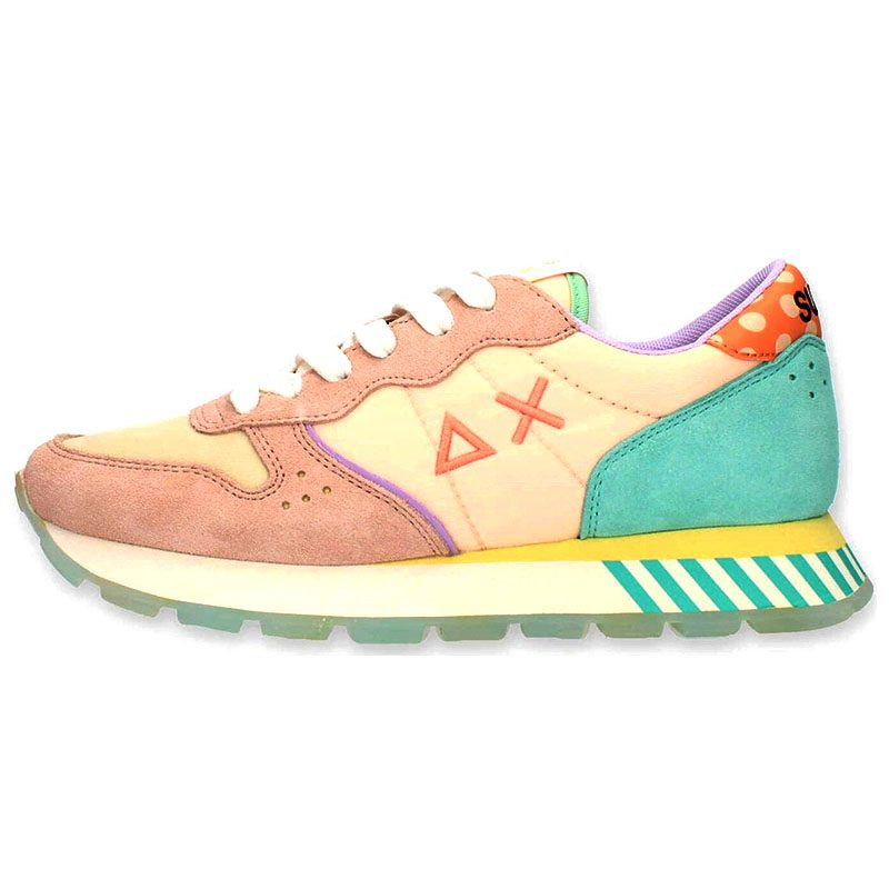 Sneaker Donna SUN68 in tessuto e camoscio - ALLY CANDY CANE Z33205 PORCELLANA