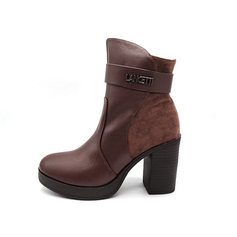 Tronchetto Donna Lancetti in pelle e camoscio - LT016SD BROWN