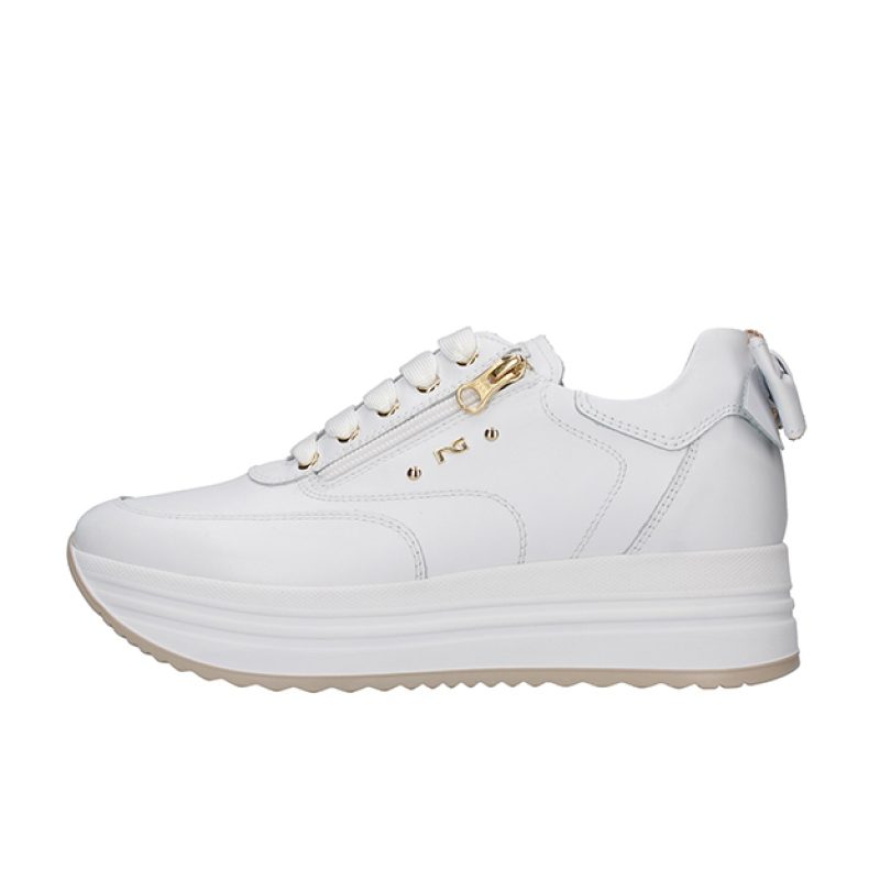 Sneaker Donna NERO GIARDINI in pelle - E218050D/707 BIANCO