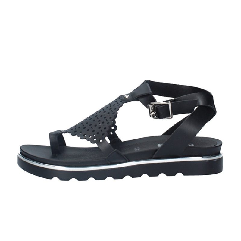 Sandalo Infradito Donna in pelle ed ecopelle - K-6488 BLACK