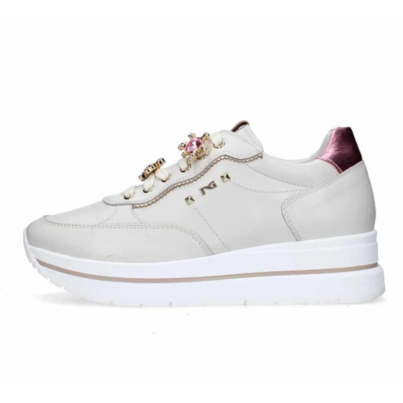Sneaker Donna NERO GIARDINI in pelle - E512907D713 OSSO