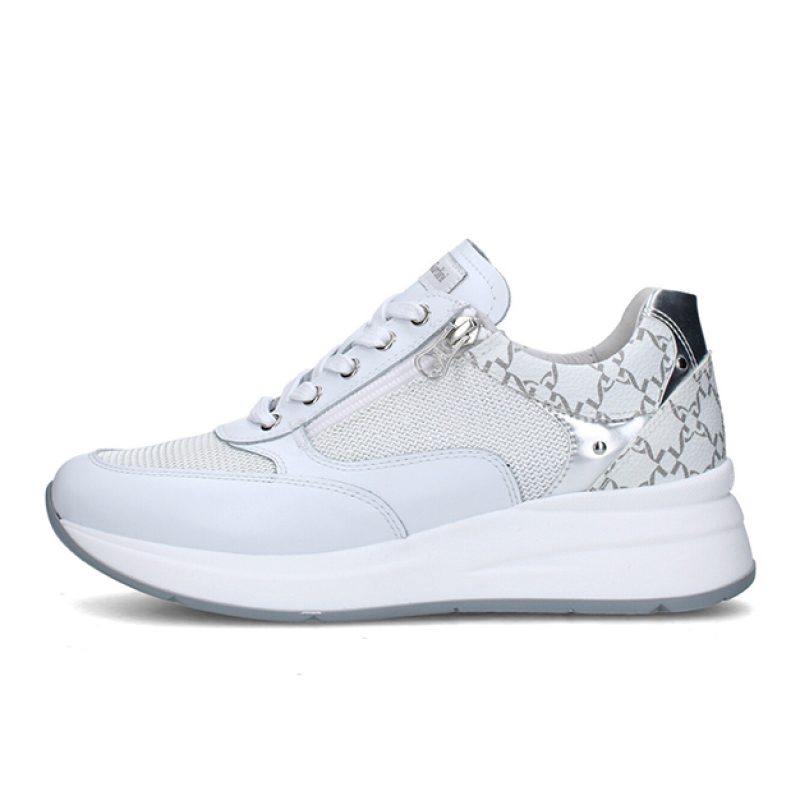 Sneaker Donna NERO GIARDINI in pelle e tessuto - E512930D707 BIANCO