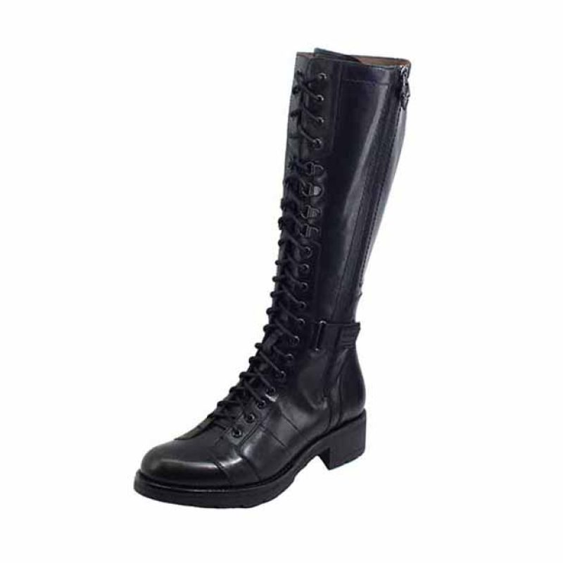 Stivale Donna Nero Giardini allacciato in pelle - I014151D/100