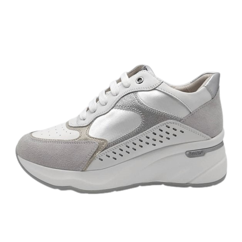 Sneaker Donna KEYS in pelle - K-7824 WHITE/SILVER/GOLD