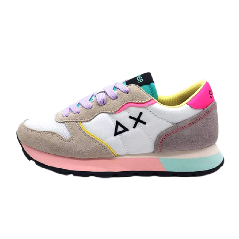 Sneaker Donna SUN68 in tessuto e camoscio - ALLY COLOR EXPLOSION Z33204 BIANCO