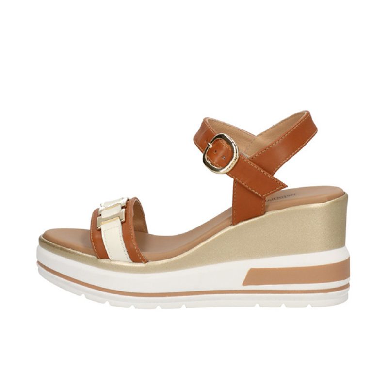 Sandalo Donna NERO GIARDINI in pelle - E218733D/329 COGNAC