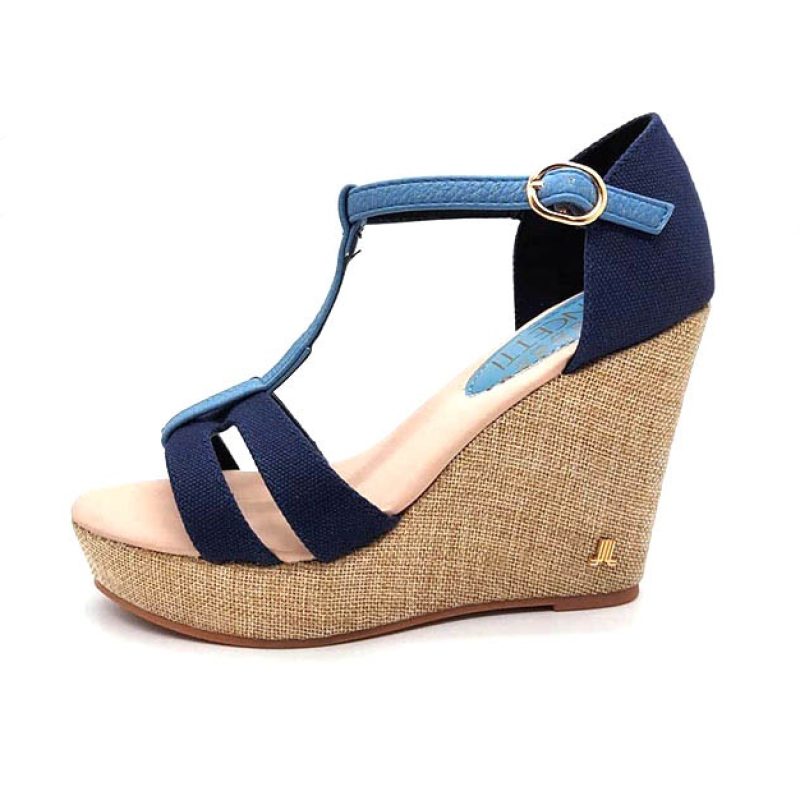 Sandalo donna LANCETTI in tessuto ed ecopelle - LT208SD LIGHT BLUE