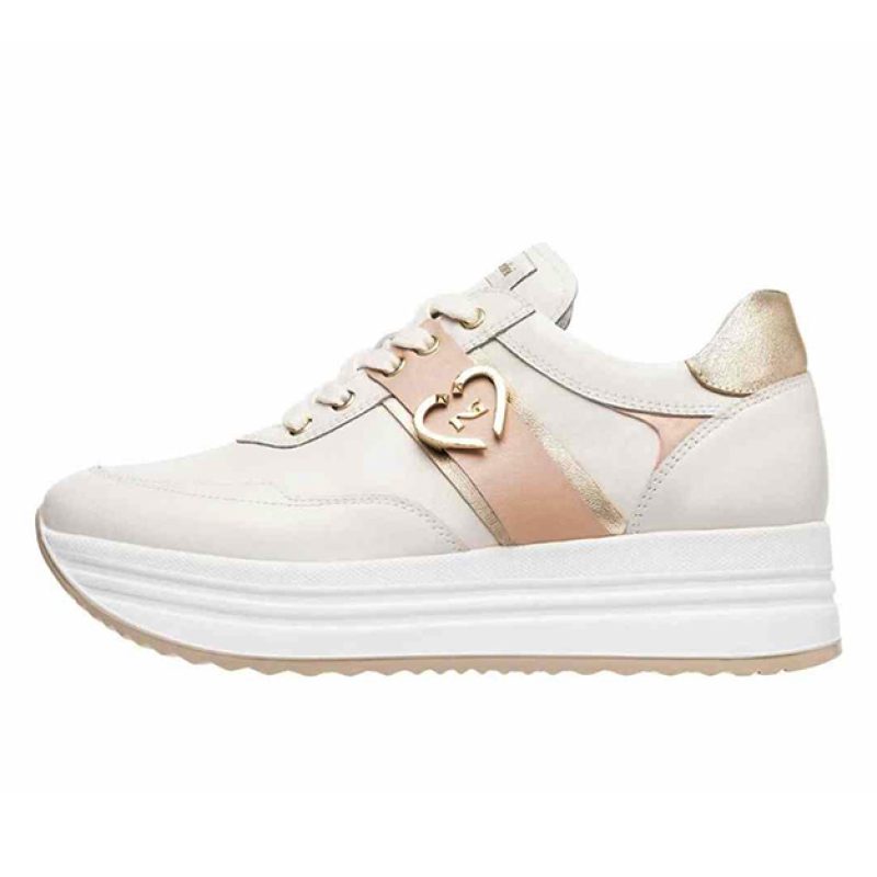 Sneaker Donna NERO GIARDINI in pelle - E512911D713 OSSO