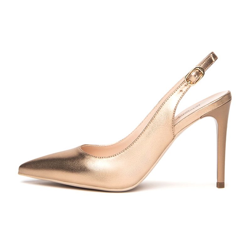 Décolleté Donna slingback NERO GIARDINI in pelle laminata - E307041DE/434 SANDALO
