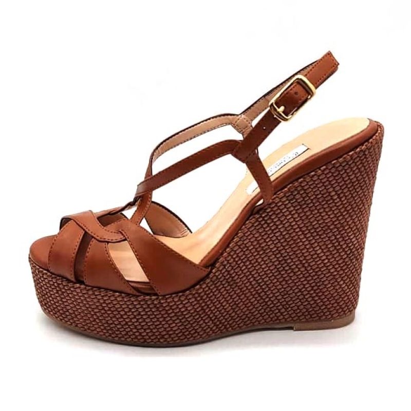 Sandalo Zeppa Donna L'AMOUR BY ALBANO in pelle - 017 SOFT CUOIO