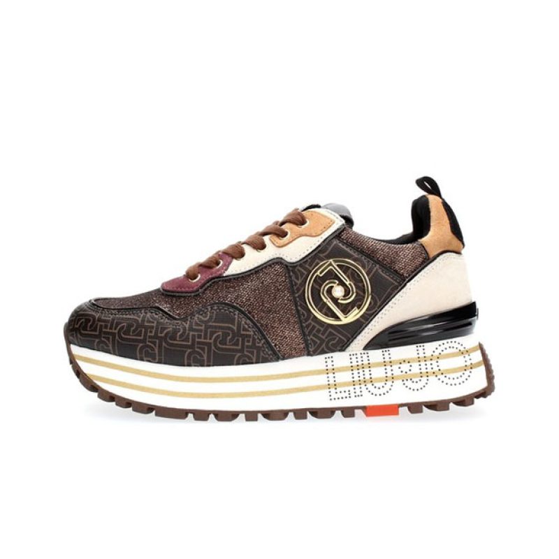 Sneaker Donna in pelle, mesh e lurex