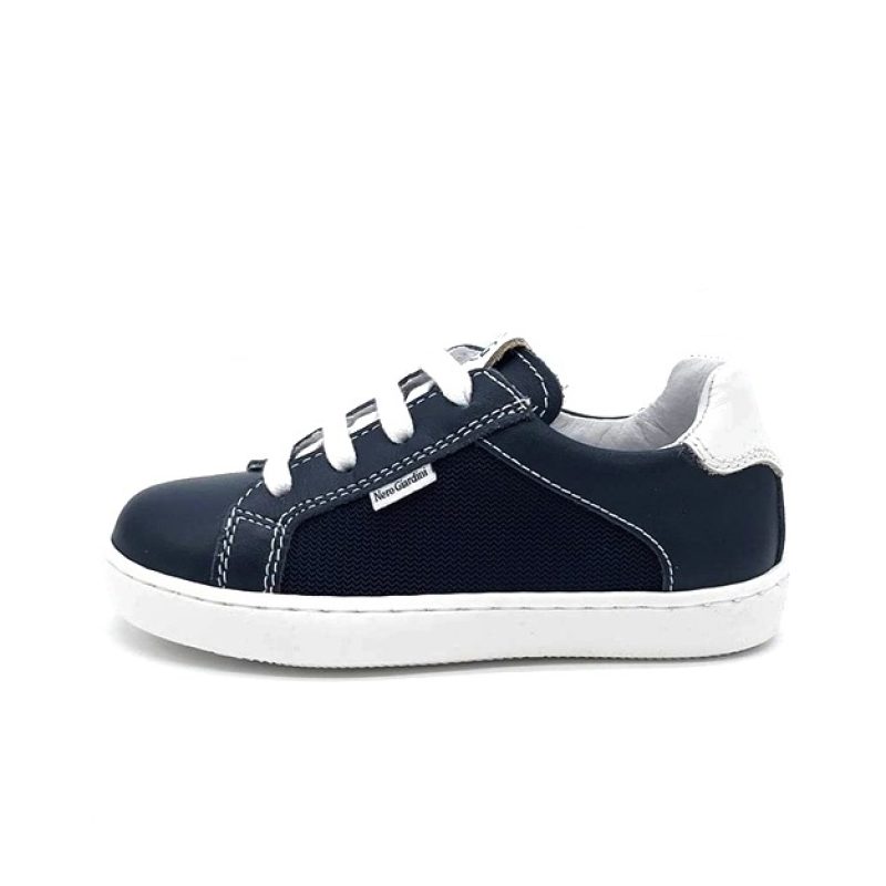 Sneaker Bambino NERO GIARDINI KIDS in pelle e tessuto intrecciato - E328910M/207 BLU