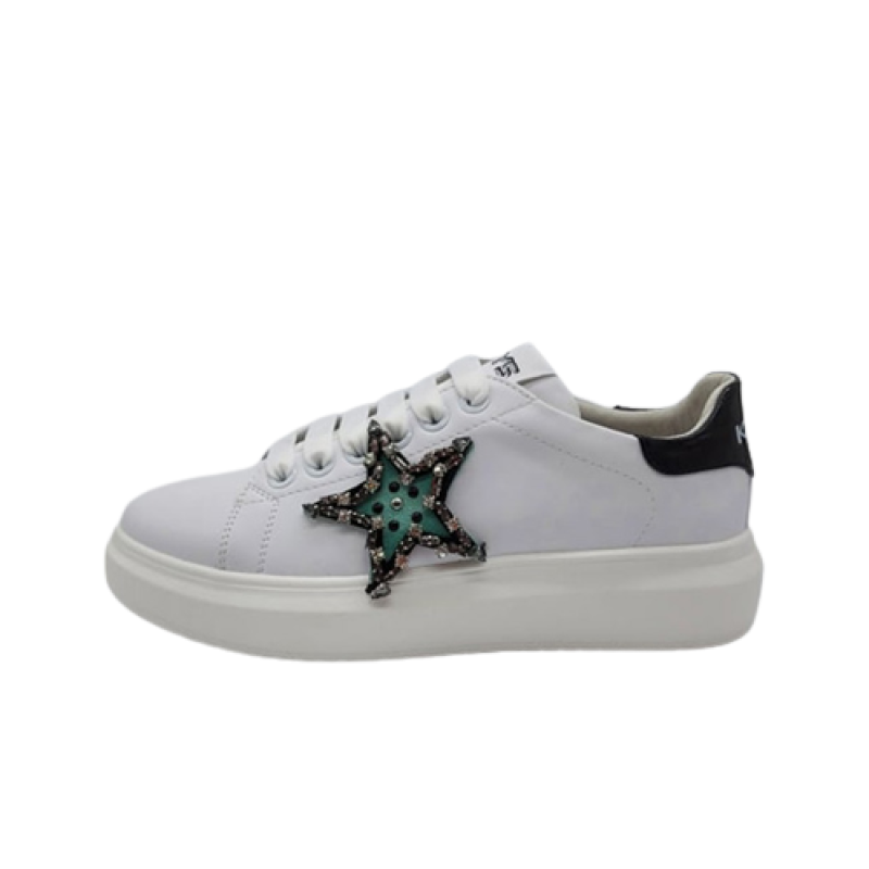 Sneaker Donna KEYS in pelle ed ecopelle - K-6006 WHITE/BLACK