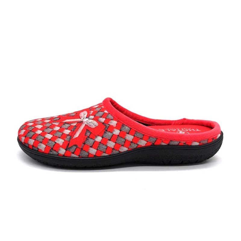 Ciabatta Donna THOTALE By CLIAWALK in tessuto caldo - INVERNO 2 ROSSO