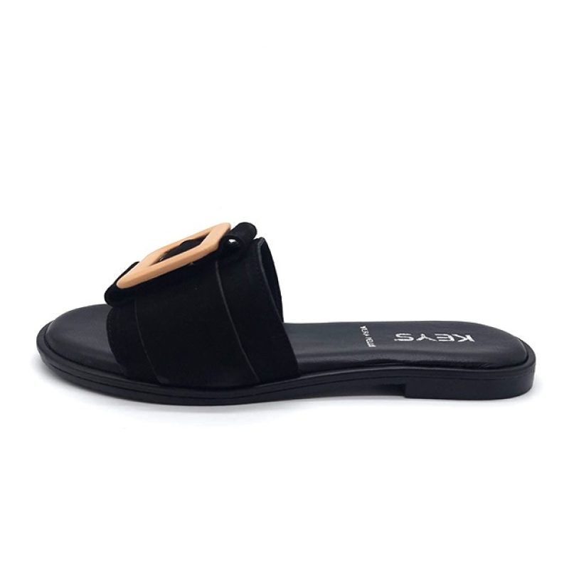 Ciabatta elegante Donna KEYS in camoscio - K-7970 BLACK