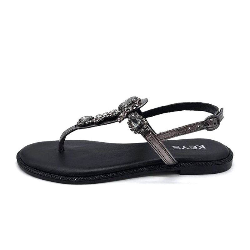Sandalo infradito gioiello Donna KEYS in pelle - K-7950 PIOMBO