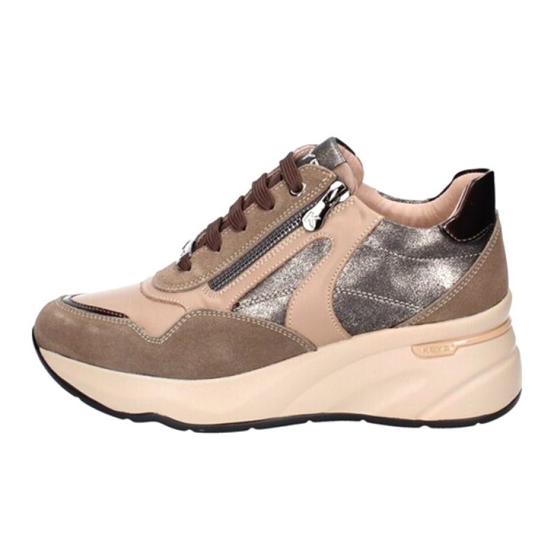 Sneaker Donna KEYS in pelle e camoscio - K-8400 ALMONDBRONZOGOLD