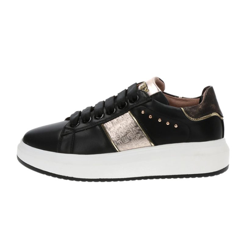 Sneaker Donna KEYS in pelle - K-8300 BLACK/GOLD