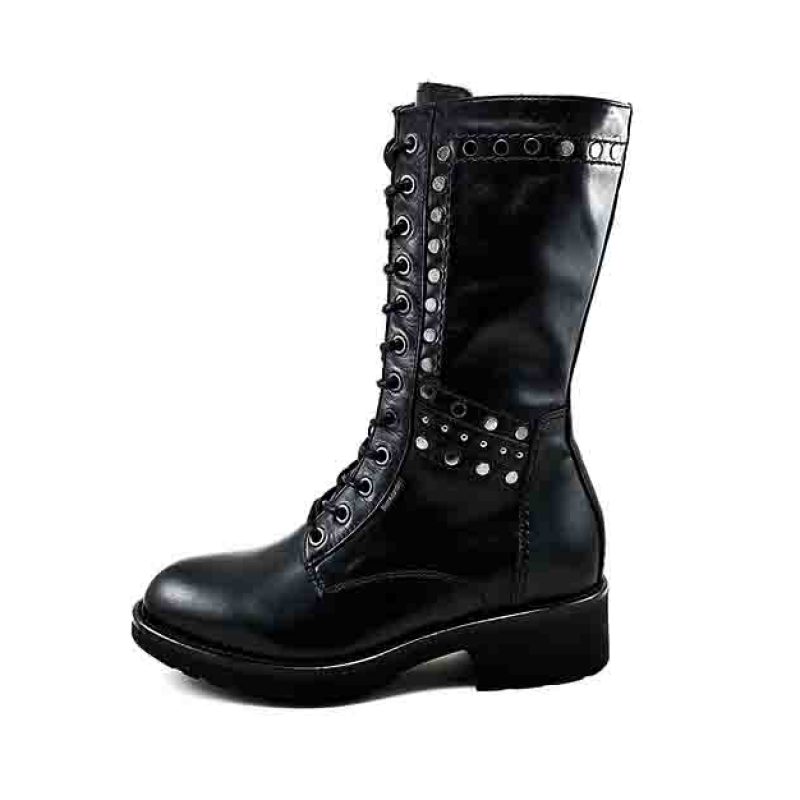 Stivale Donna Nero Giardini allacciato in pelle - I117666D100